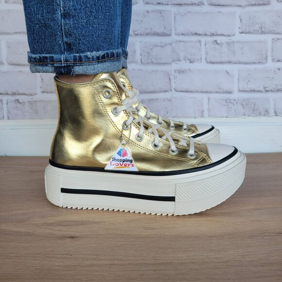 ⭐Chuck Taylor All Star Lift Double Stack Gold 12 Women's Shoes Sneakers A15164C - Picture 2 of 12